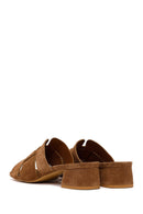 Woman Mink Thick-Heeled Suede Slipper | Derimod