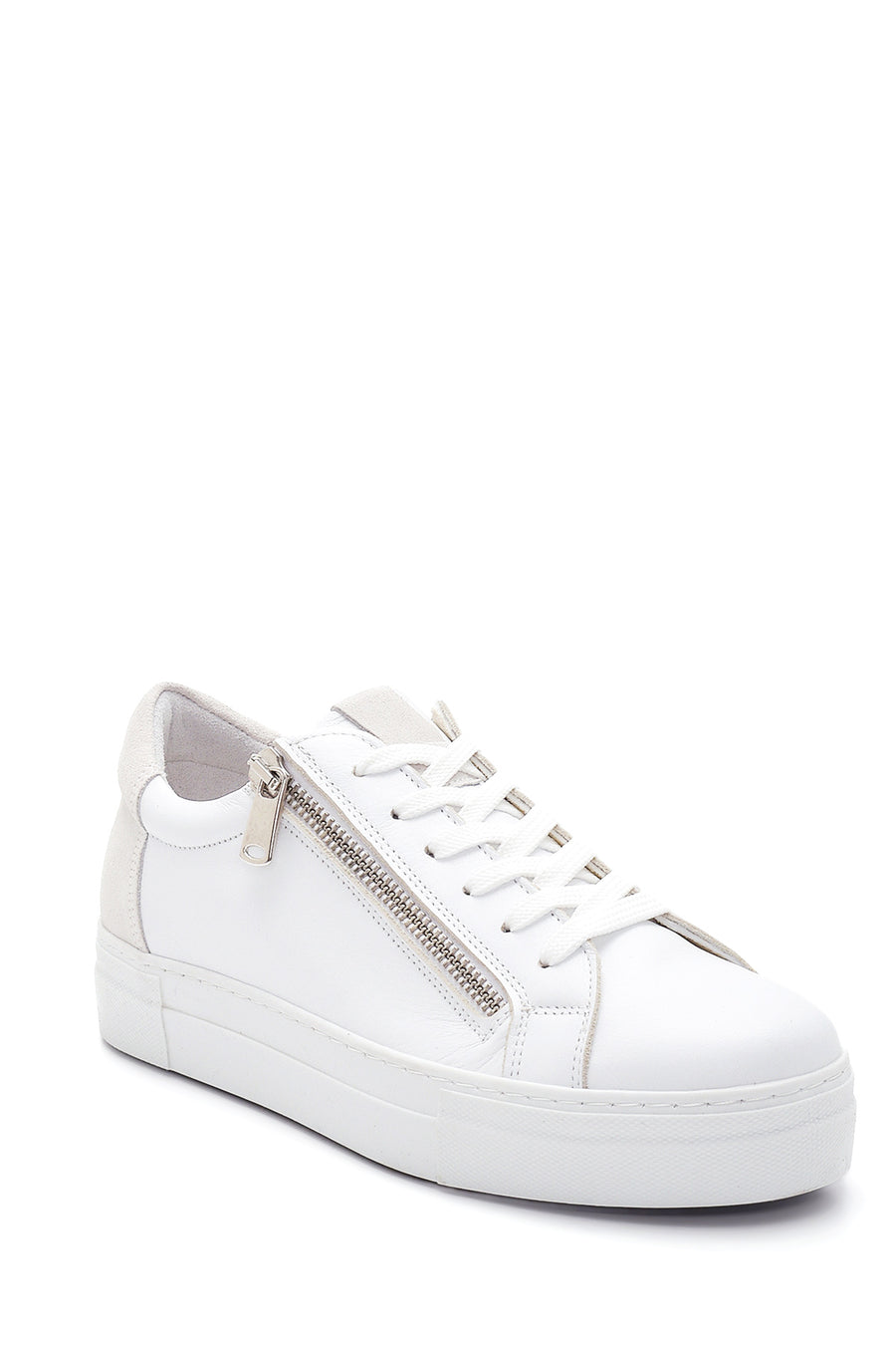 Kadın Deri Fermuar Detaylı Sneaker