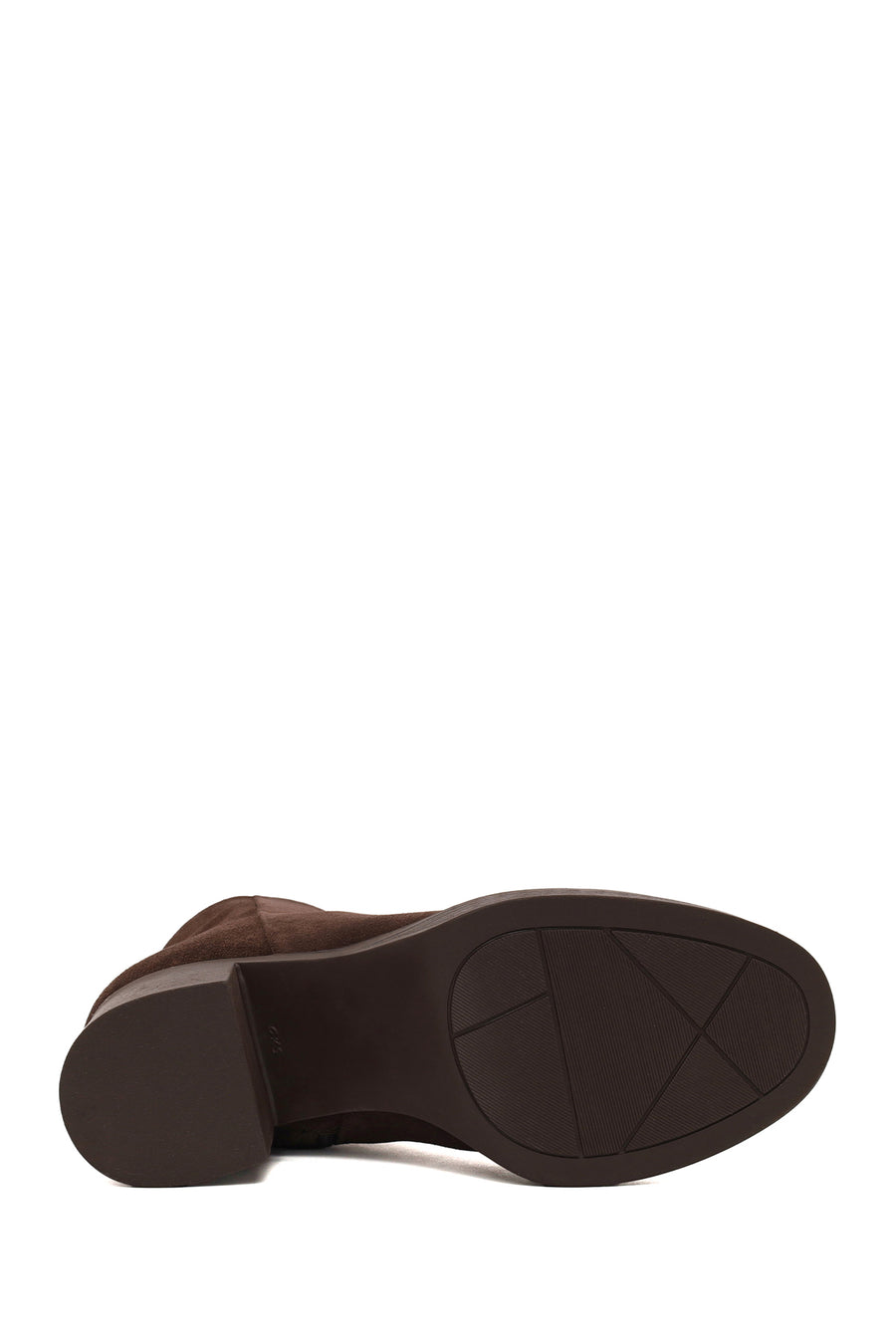 Woman Brown Zip Closure Platform Chunky Heeled Suede Boots