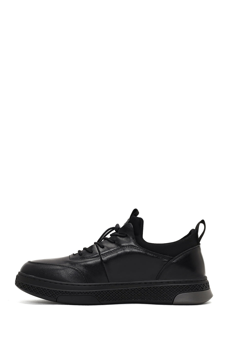 Erkek Siyah Kalın Tabanlı Deri Sneaker
