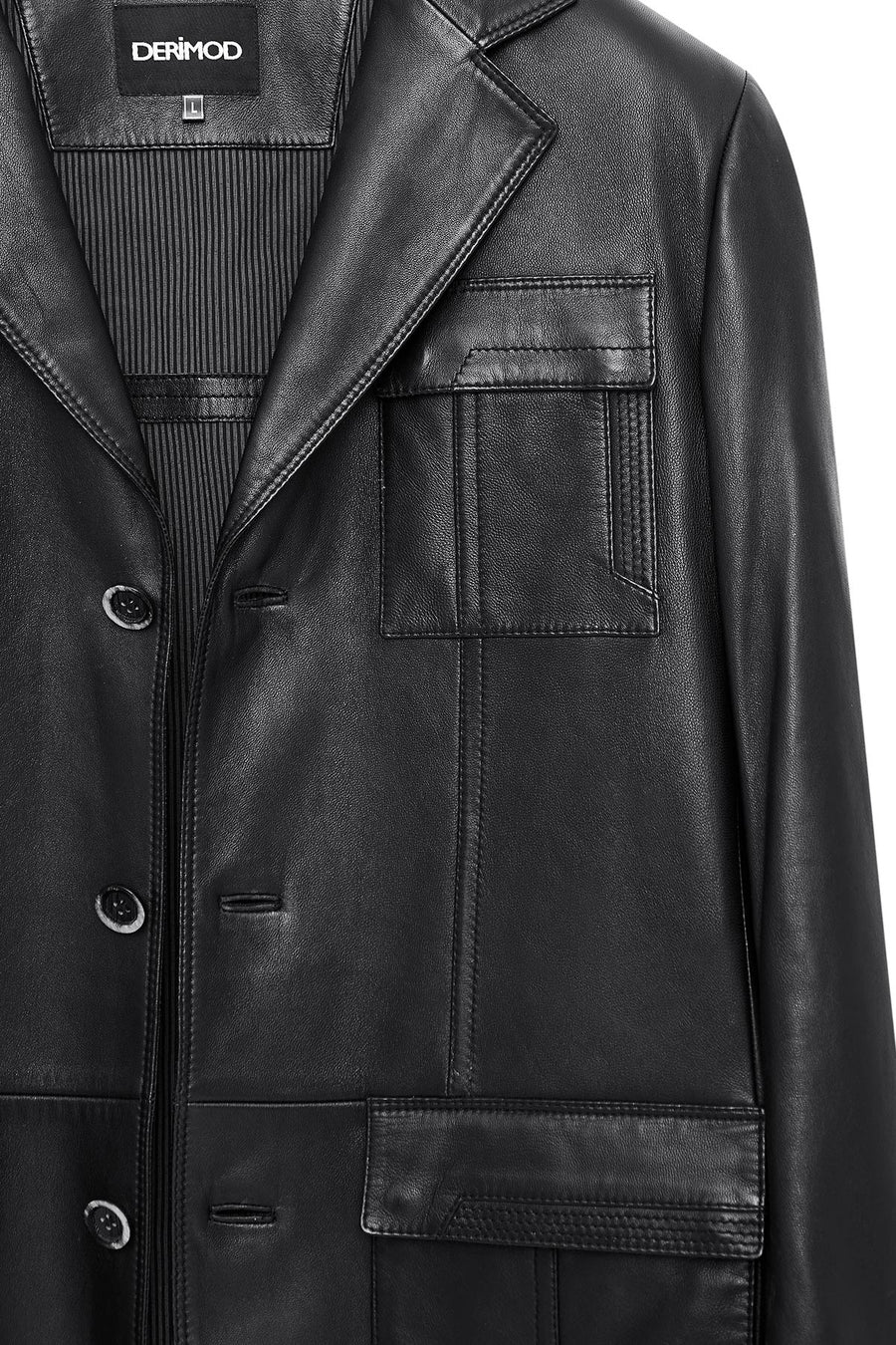 Kevin Erkek Siyah Blazer Deri Ceket