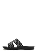 Women's Black Straw Slippers | Derimod