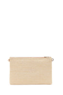 Woman Beige Long Chain Strap Wicker Clutch Bag | Derimod