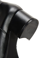 Women's Black Leather Zippered Classic Heeled Boots | Derimod