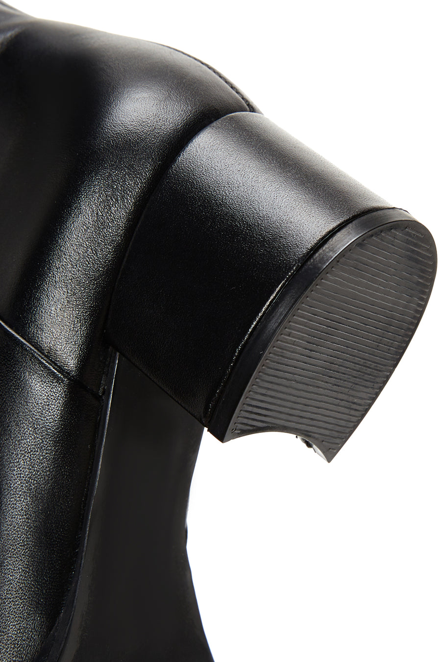 Women's Black Leather Zippered Classic Heeled Boots