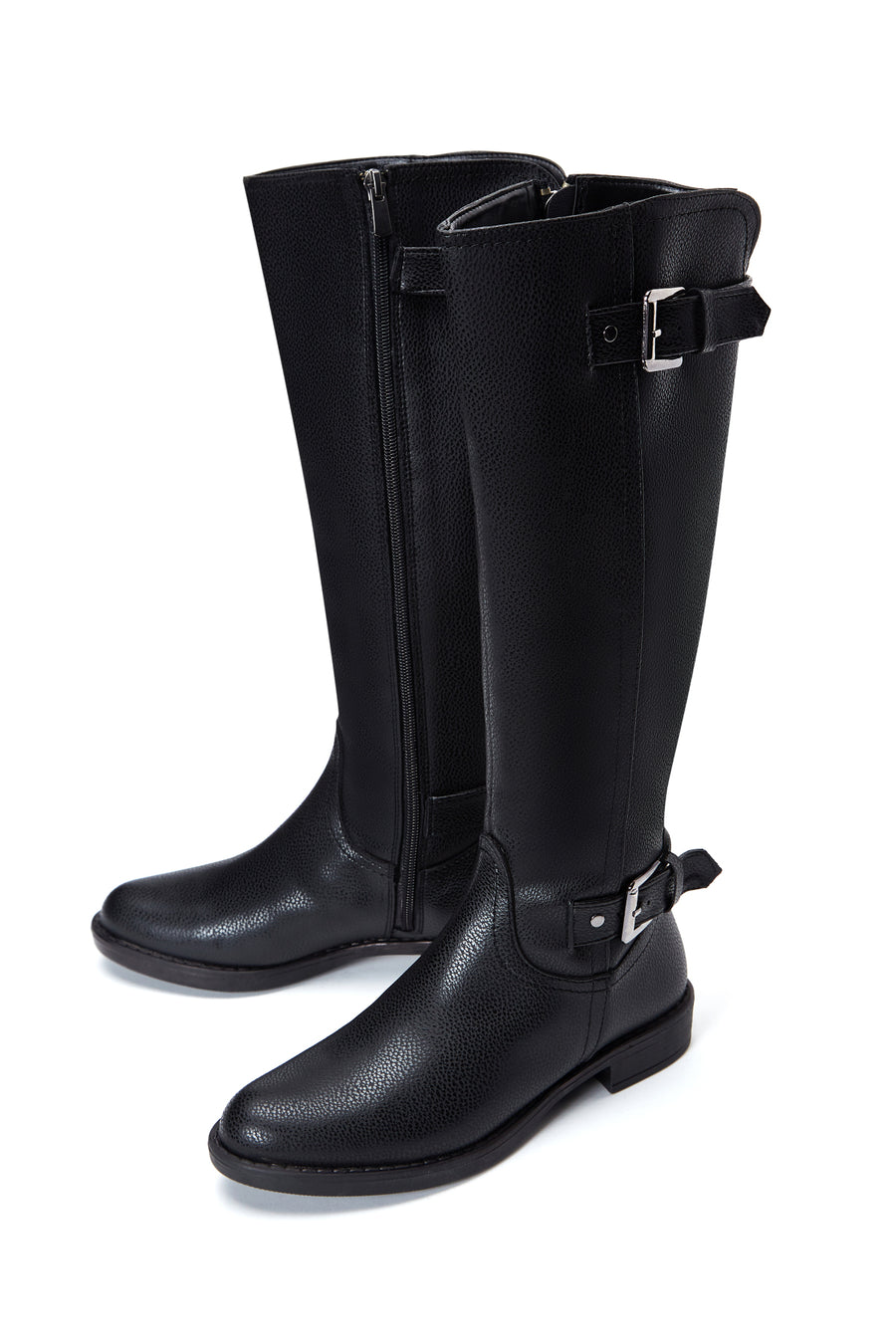 Women's Black Zippered Buckle Boots