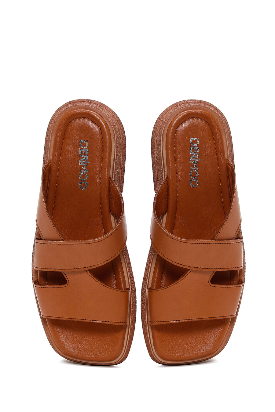 Women's Tan Leather Comfort Slippers