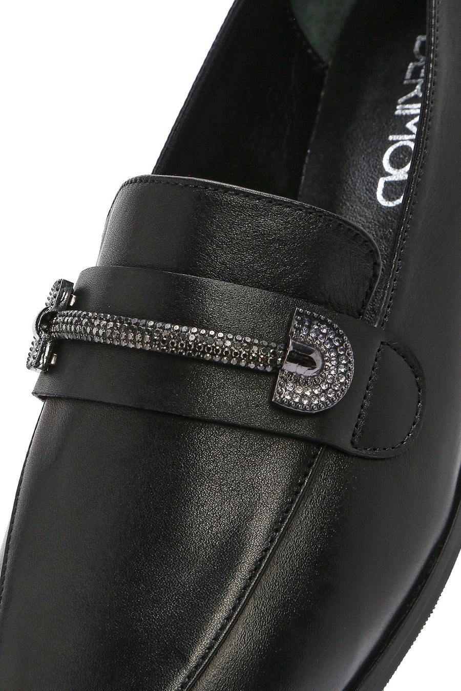 Kadın Siyah Tokalı Deri Maskülen Loafer