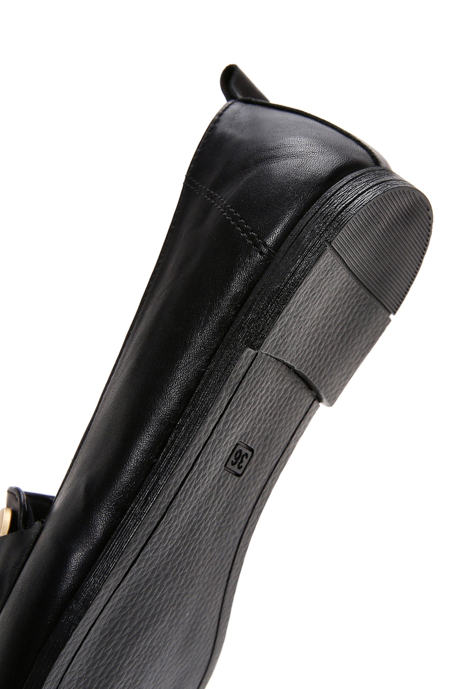 Women's Black Buckled Leather Masculine Loafer