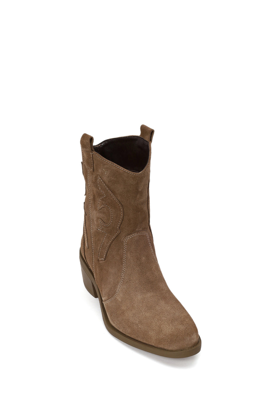 Woman Walnut Thick-Heeled Suede Cowboy Boots