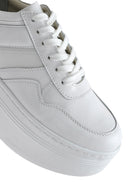 Kadın Beyaz Bağcıklı Kalın Tabanlı Deri Sneaker | Derimod