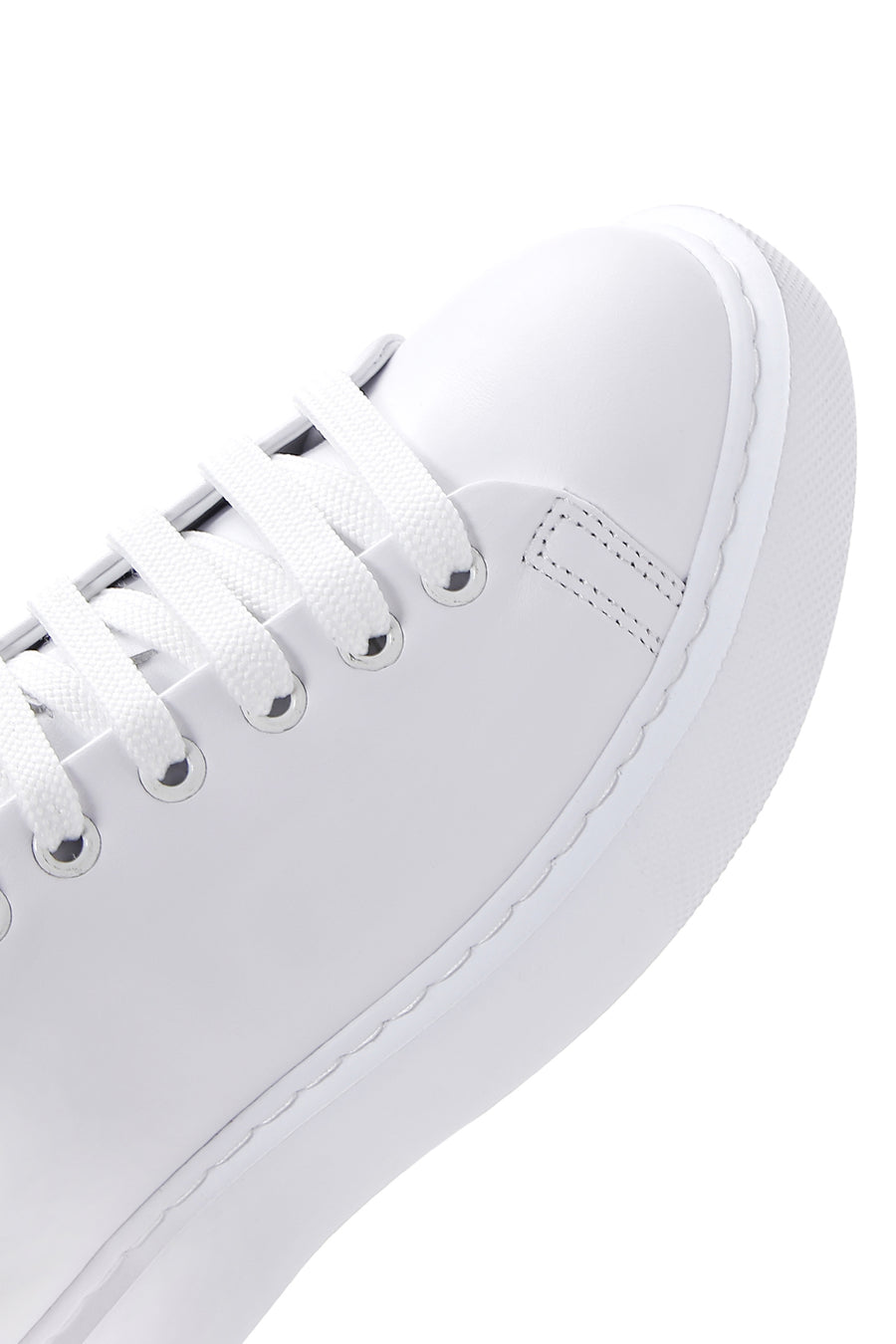 Kadın Beyaz Deri Kalın Tabanlı Sneaker