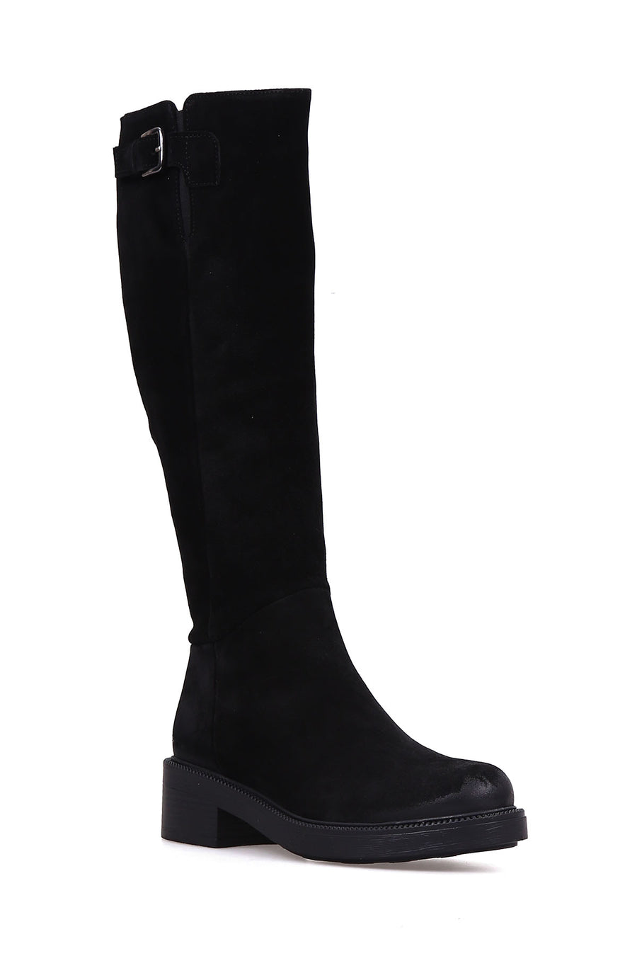 Women's Belted Suede Leather Boots