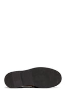 Woman Tan Buckled Suede Leather Masculine Loafer | Derimod