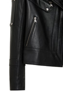 Roma Women's Black Biker Leather Jacket | Derimod