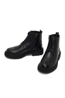 Men's Black Zippered Leather Boots | Derimod
