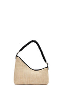 Woman Cream Charm-Embellished Straw Shoulder Bag | Derimod