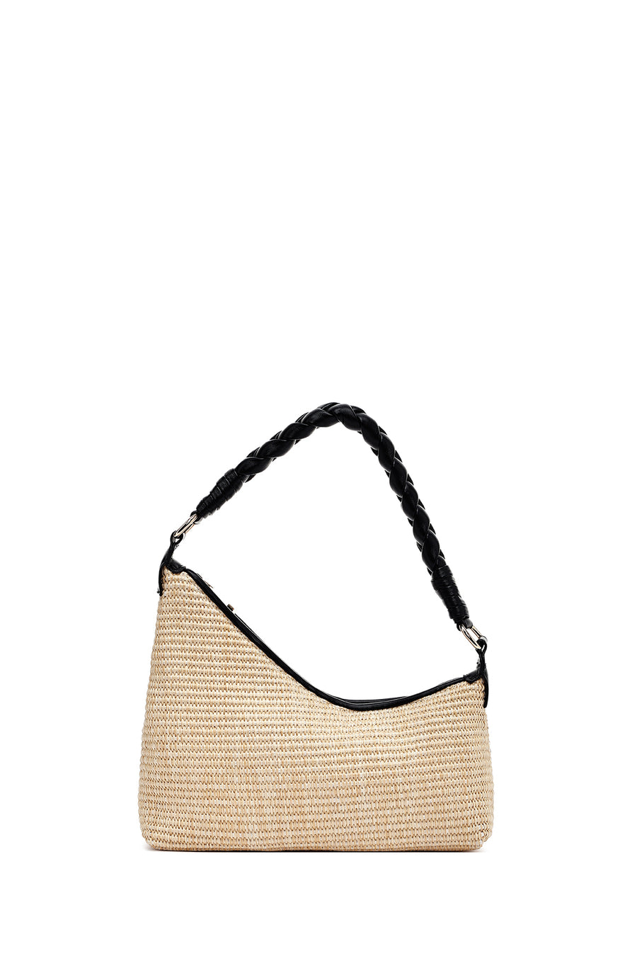 Woman Cream Charm-Embellished Straw Shoulder Bag