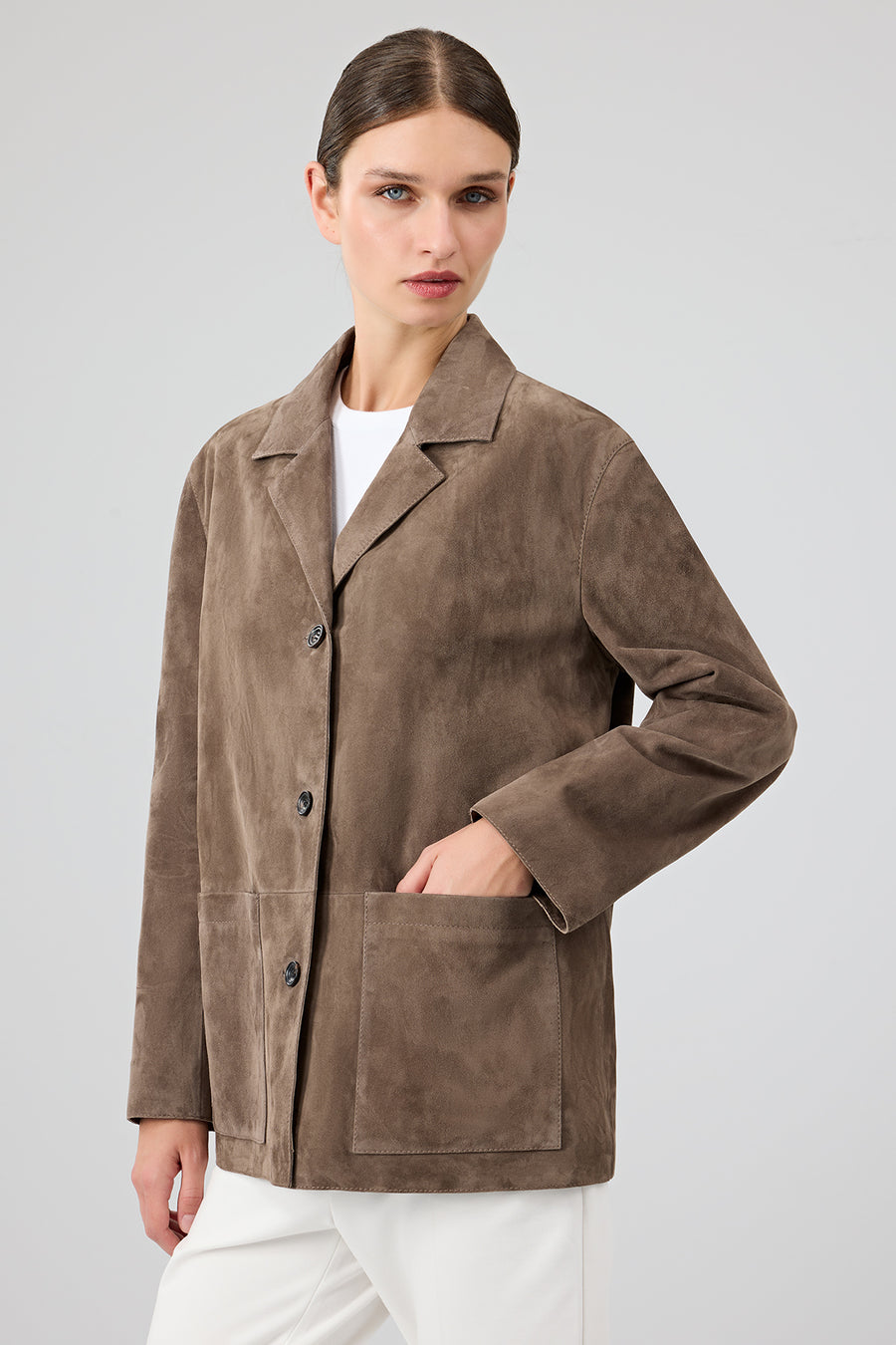 Gloria Women's Mink Oversize Suede Leather Jacket