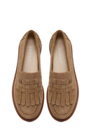 Woman Mink Tasselled Suede Leather Loafer | Derimod
