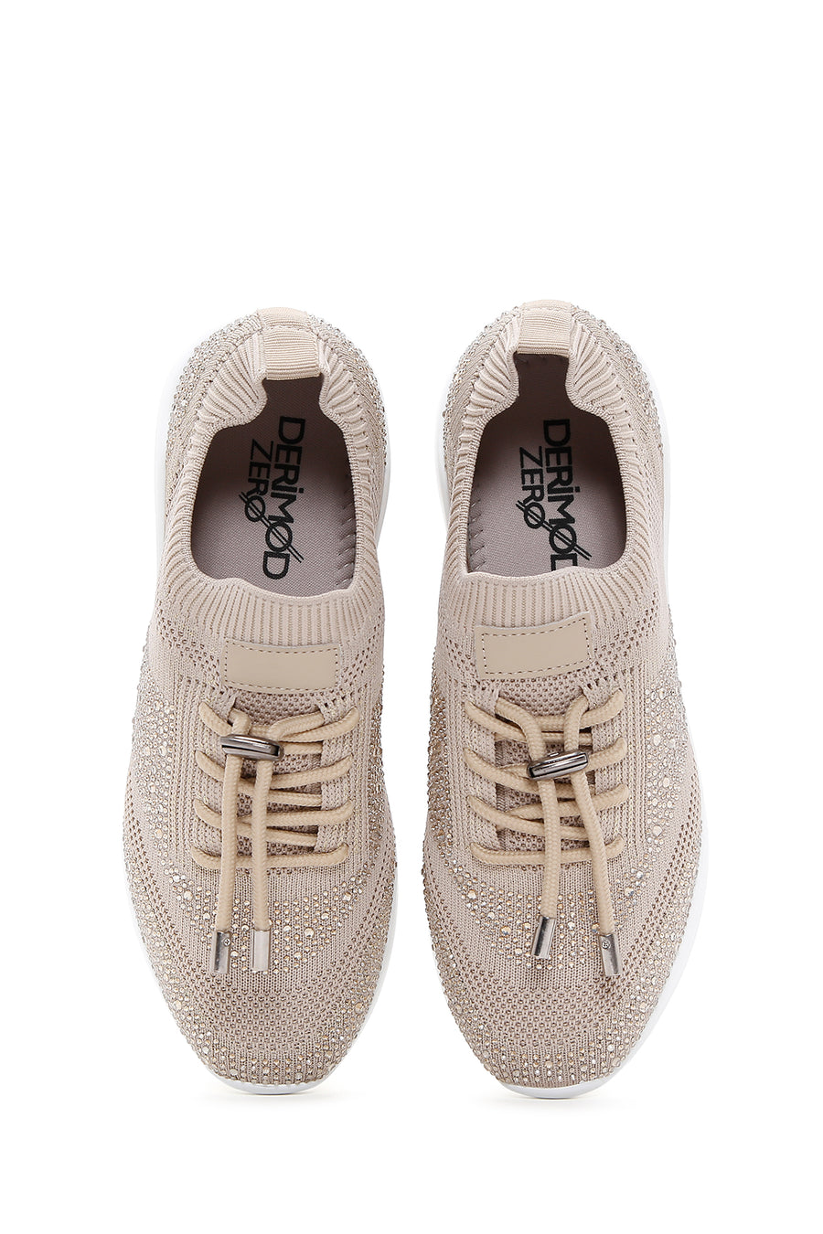 Kadın Bej Taşlı Kalın Tabanlı Sneaker