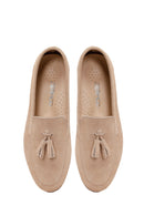 Woman Beige Tasselled Suede Loafer | Derimod