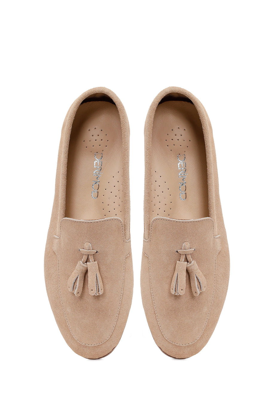 Woman Beige Tasselled Suede Loafer