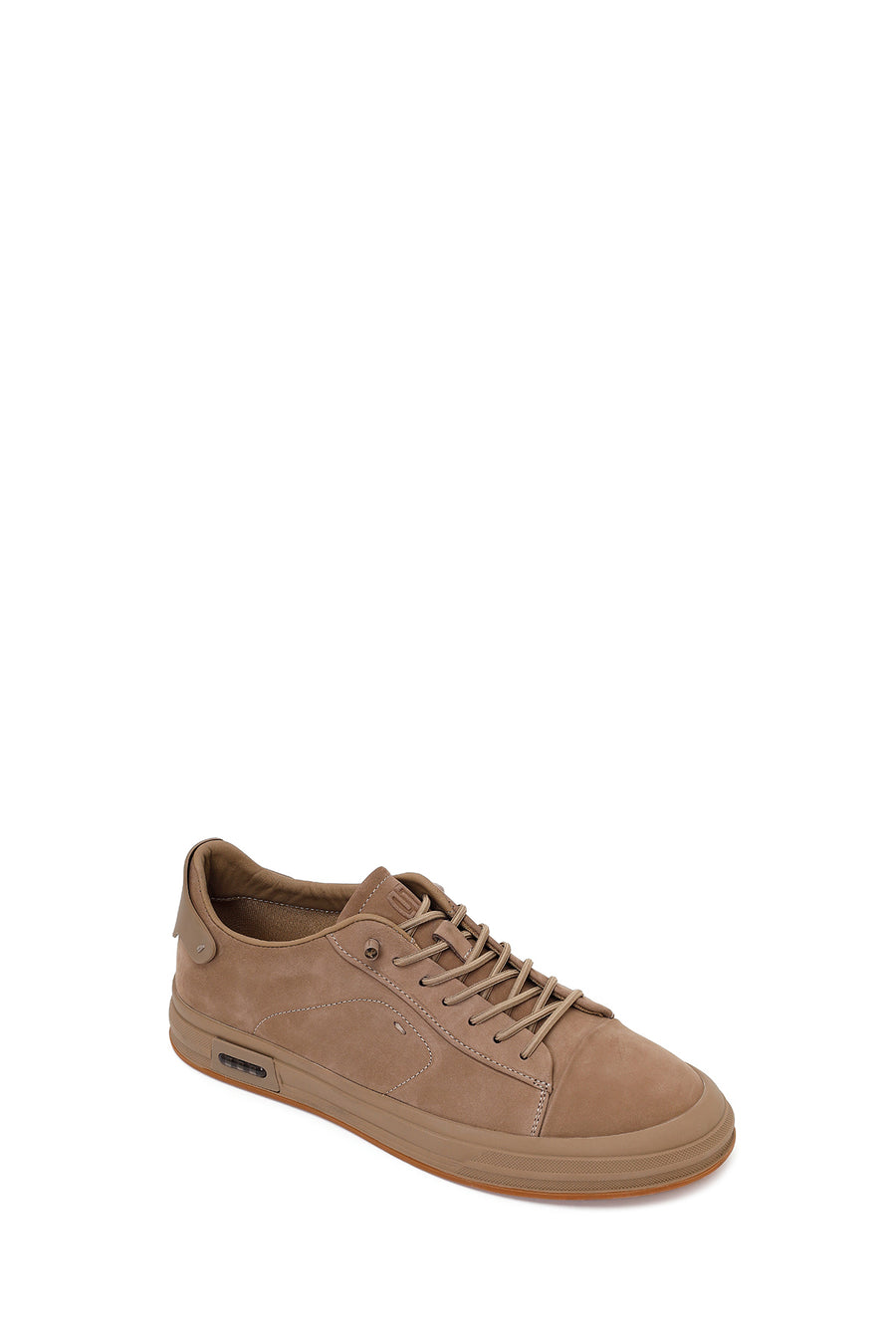 Erkek Vizon Bağcıklı Nubuk Deri Sneaker