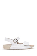 Women's White Ankle Strap Leather Comfort Sandals | Derimod