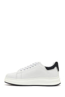 Men's White Lace-up Thick-Sole Leather Sneaker | Derimod