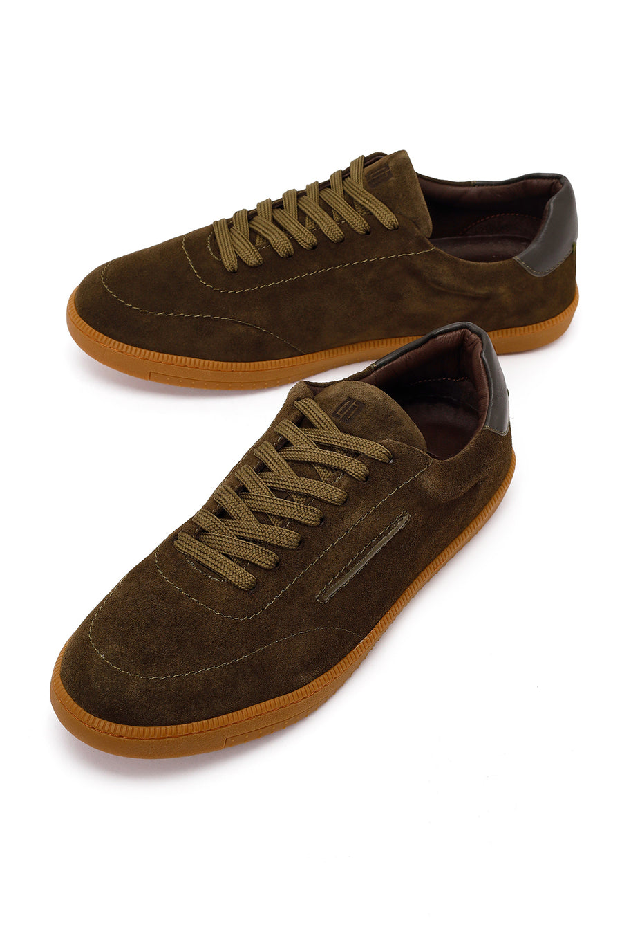Erkek Haki Bağcıklı Süet Deri Sneaker