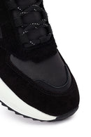 Woman Black Lace-up Thick-Soled Leather Sneaker | Derimod