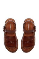 Woman Brown Buckled Thick-Soled Leather Sandal | Derimod