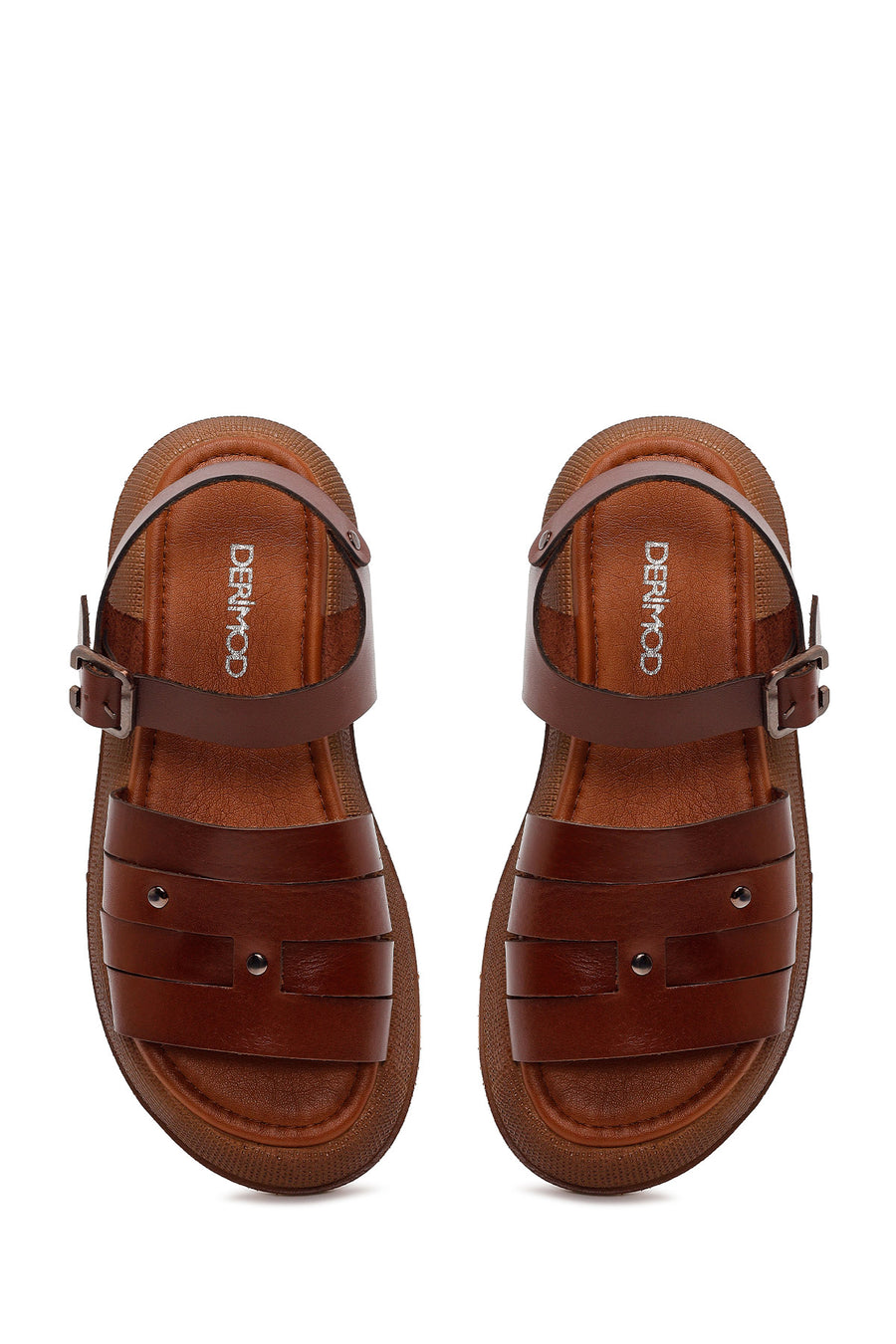 Woman Brown Buckled Thick-Soled Leather Sandal