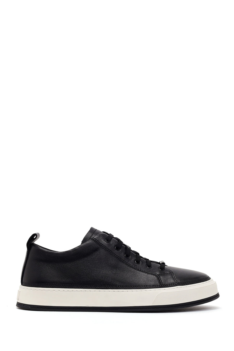 Erkek Siyah Bağcıklı Deri Sneaker WM680060DV | Derimod
