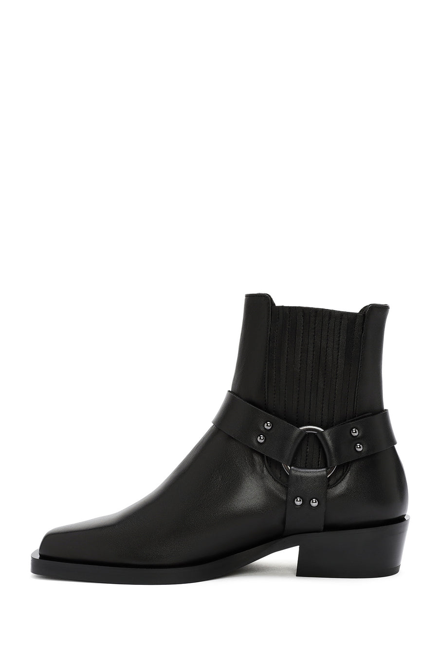 Women's Black Buckle Detailed Leather Cowboy Boots