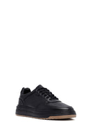 Erkek Siyah Bağcıklı Deri Sneaker | Derimod