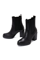 Women's Black Leather Heeled Chelsea Boots | Derimod