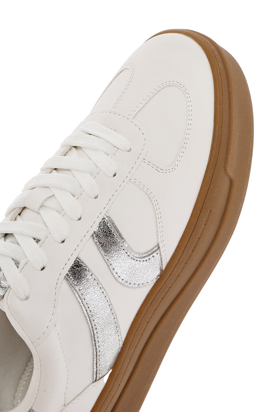Kadın Beyaz Bağcıklı Kalın Tabanlı Sneaker