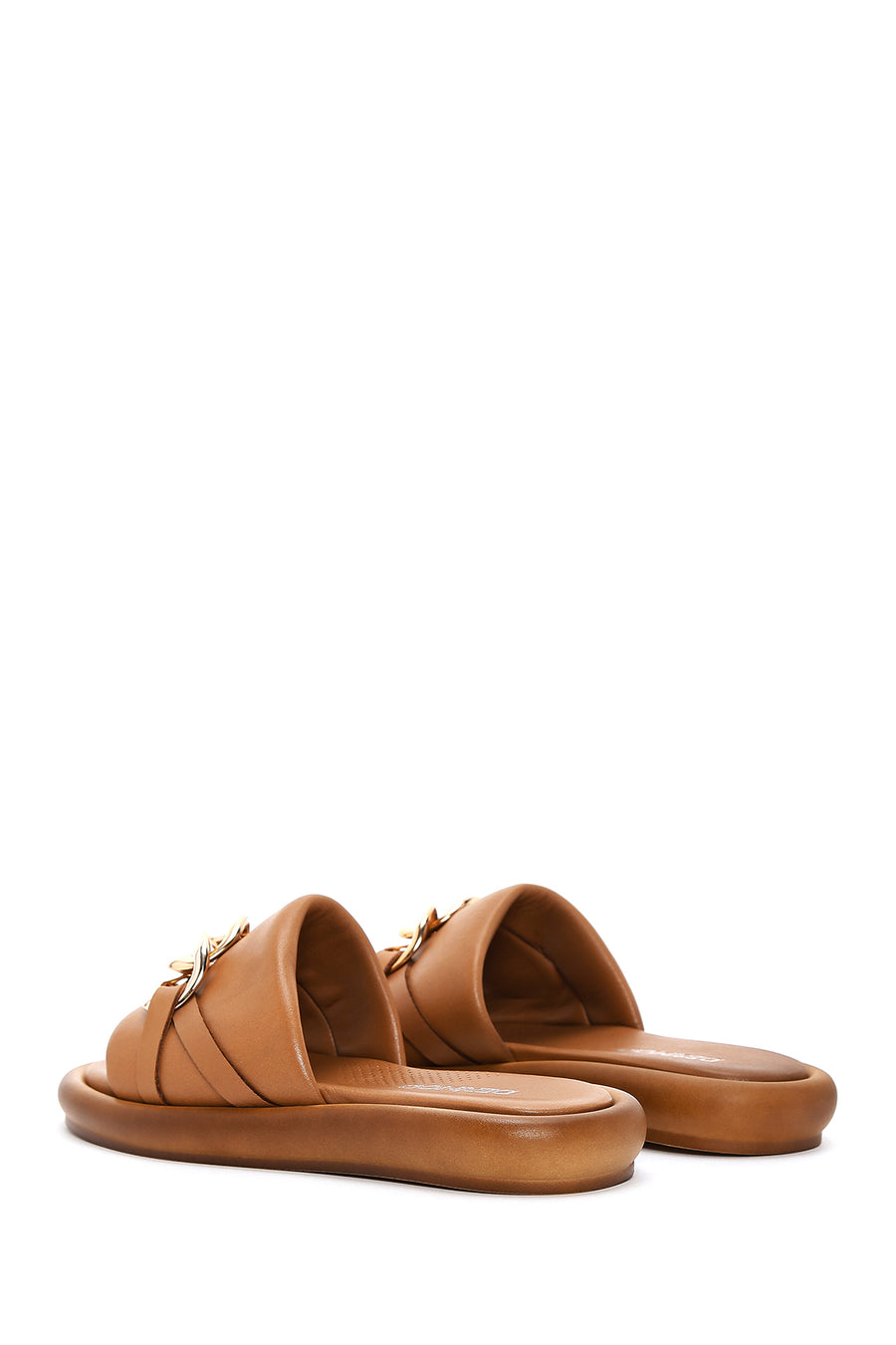 Women's Tan Leather Comfort Slippers