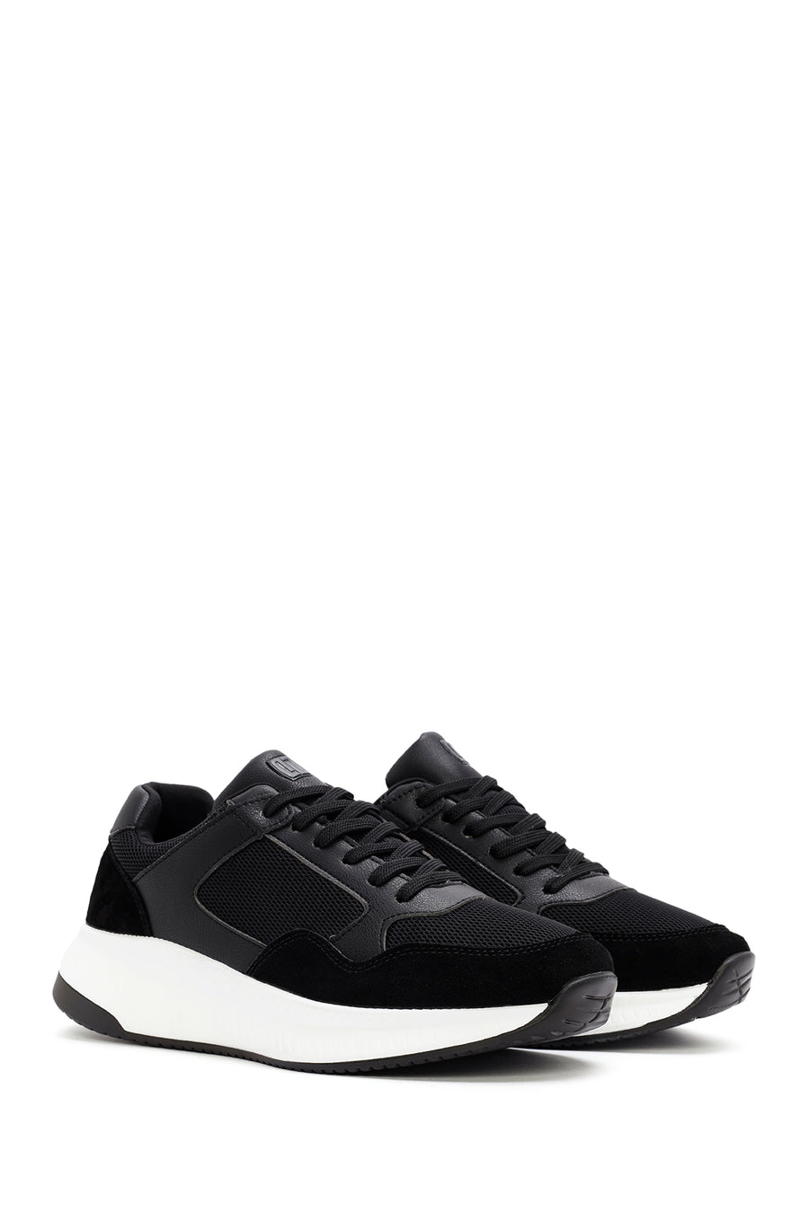 Derimod Zero Men's Black Thick-Soled Laced Fabric Sneaker