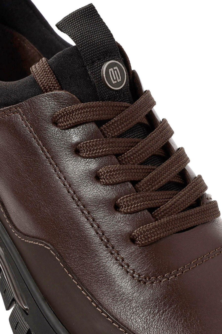 Erkek Kahverengi Bağcıklı Deri Sneaker