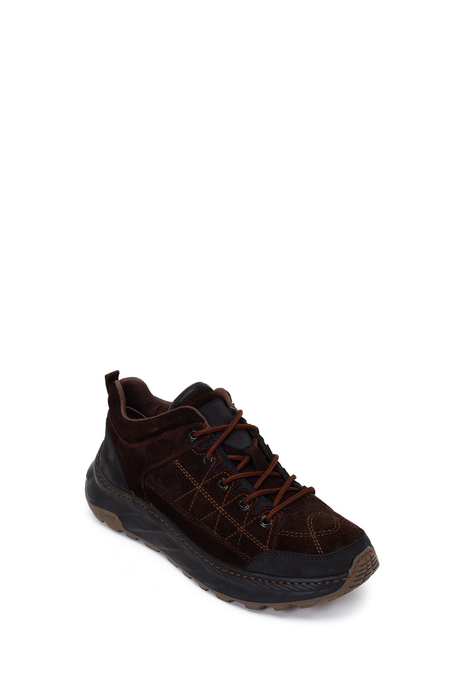 Erkek Kahverengi Bağcıklı Kalın Tabanlı Süet Deri Sneaker