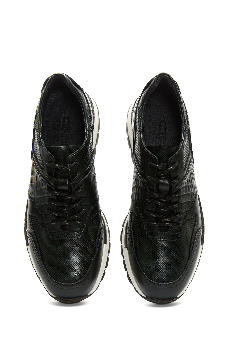 Men's Green Leather Printed Sneaker