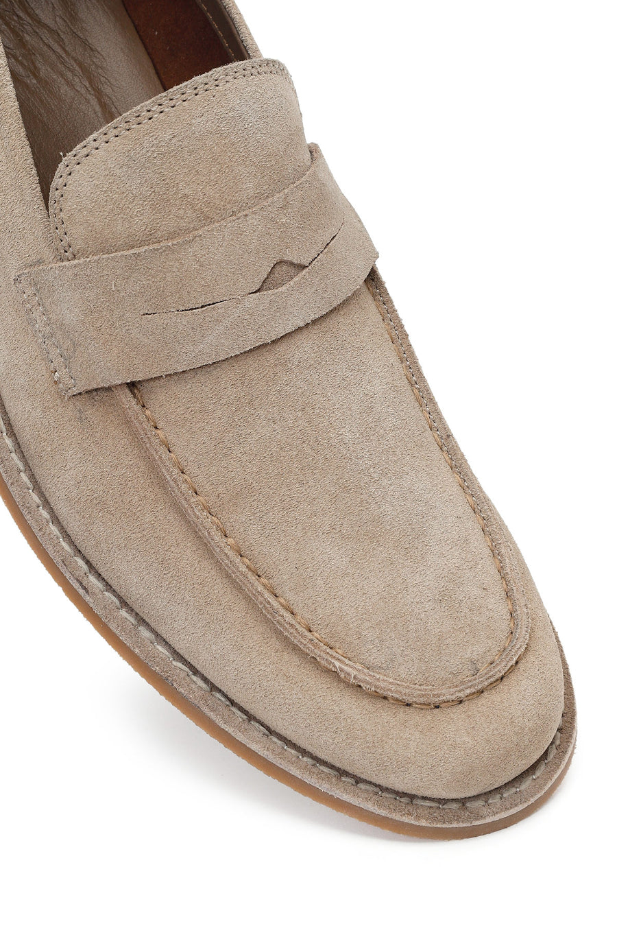 Derimod Black Male Beige Suede Leather Classic Loafer