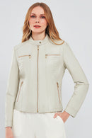 Marlyn Women's Beige Short Leather Jacket | Derimod
