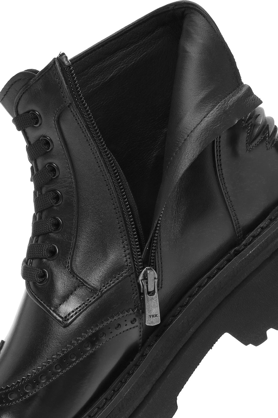 Men's Black Zippered Leather Casual Boots