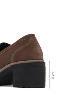 Kadın Vizon Kalın Topuklu Süet Deri Maskülen Loafer | Derimod