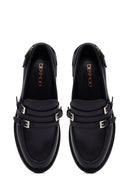 Kadın Siyah Tokalı Deri Maskülen Loafer | Derimod