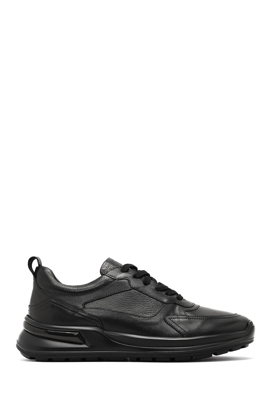 Erkek Siyah Bağcıklı Deri Sneaker WM710007DK | Derimod